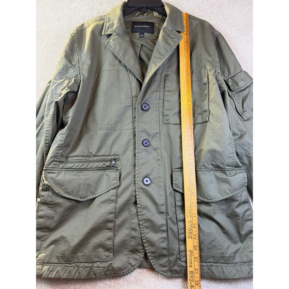 Banana Republic Field Jacket Mens Large Green Military Utility Chore Coat - Picture 5 of 7